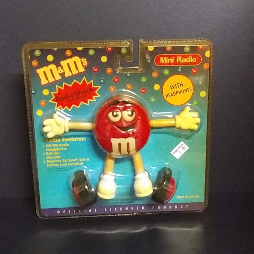 Vintage Radio Shack Official M&M RED Personal Mini AM/FM Radio w/Headphones New